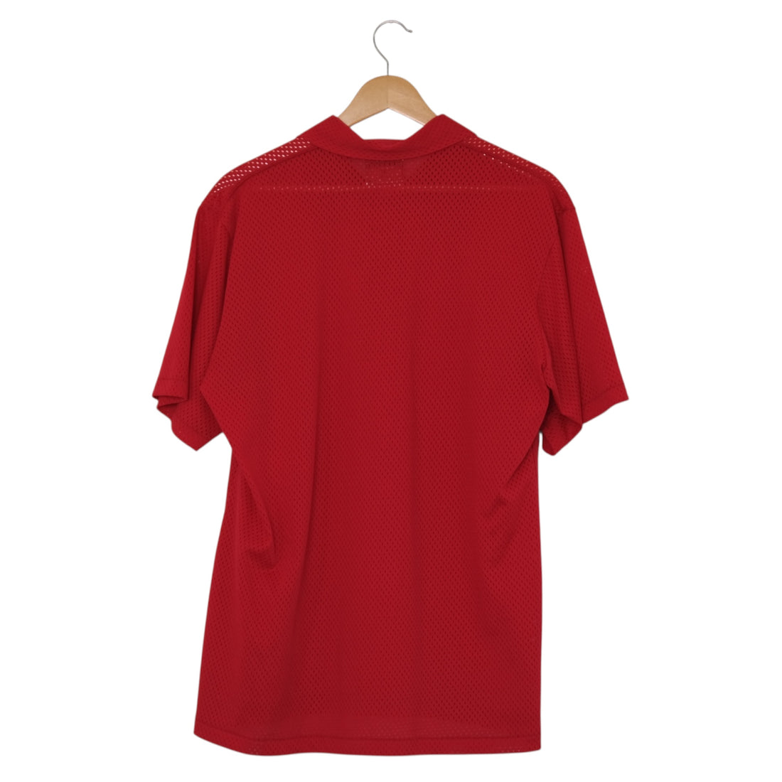 Vintage 80's Sand-Knit Red Mesh Quarter-Zip Polo