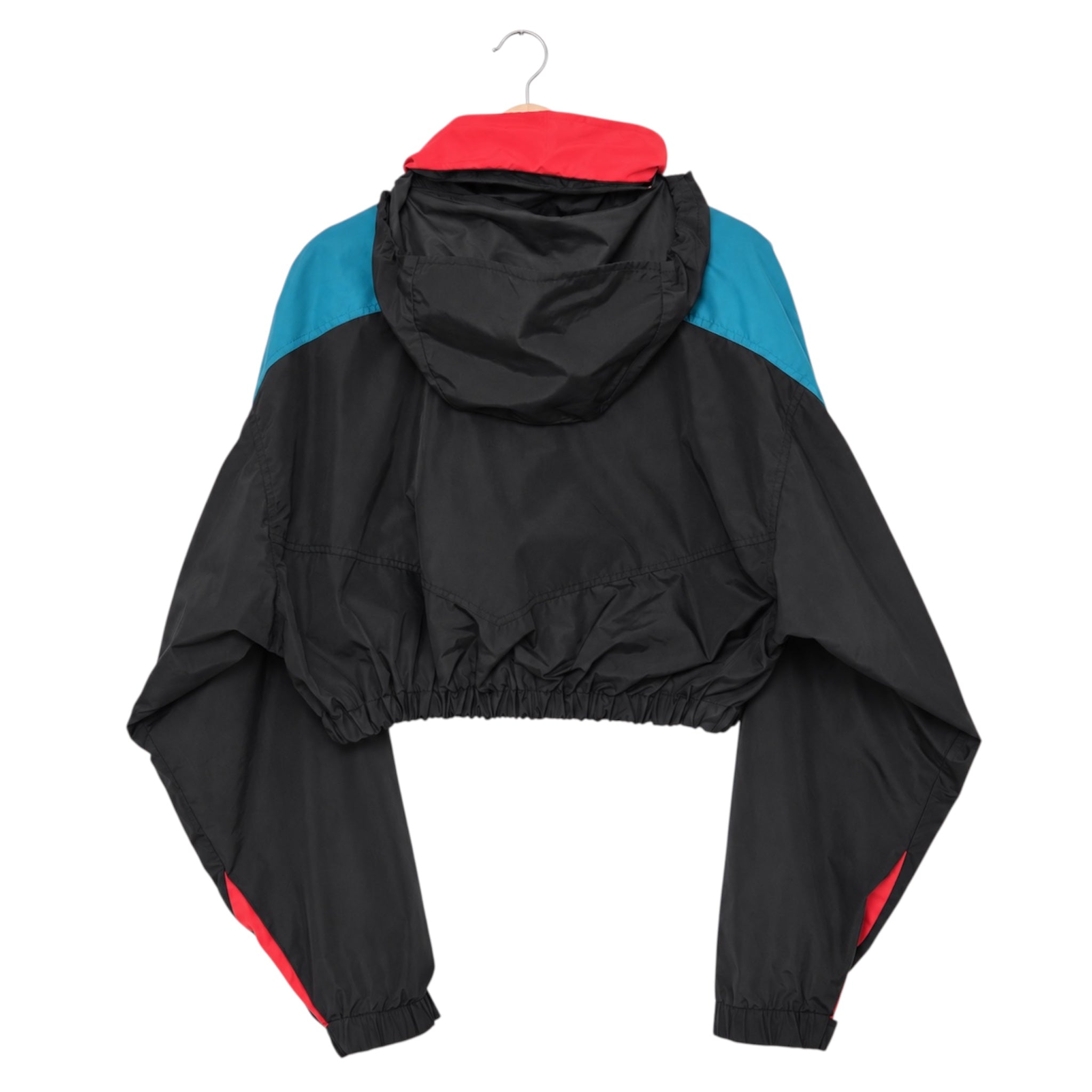 One-of-One Vintage Reworked 90’s Teal & Black Colorblock Cropped Windbreaker | XL