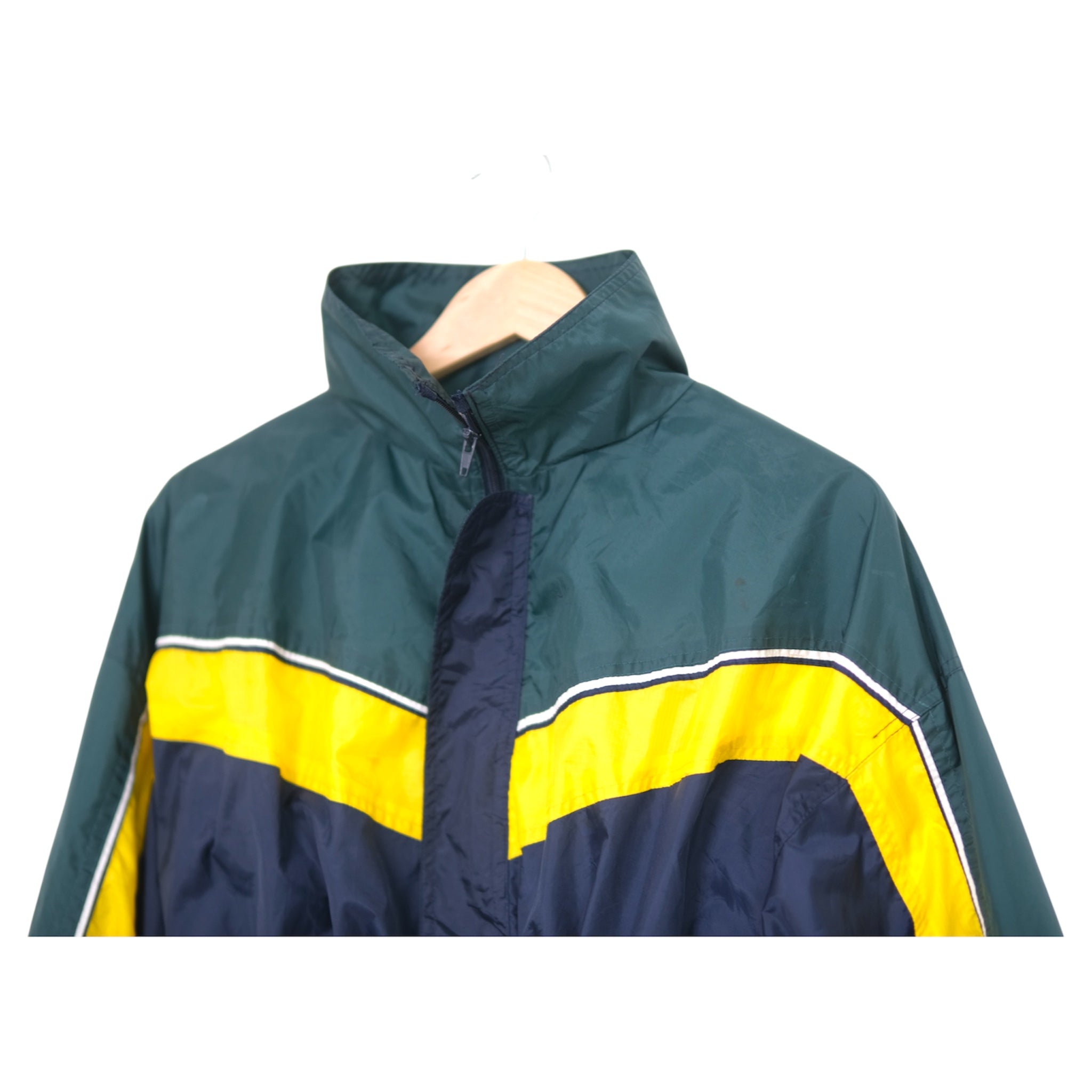 One-of-One Reworked Vintage Green Colorblock Cropped Windbreaker | Medium