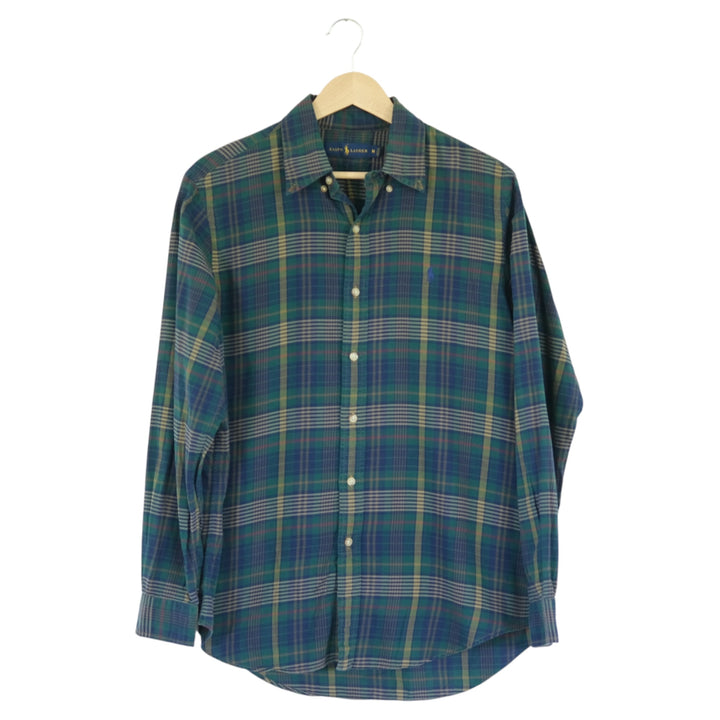 Vintage Ralph Lauren Green & Blue Plaid Button-Down Shirt Size M