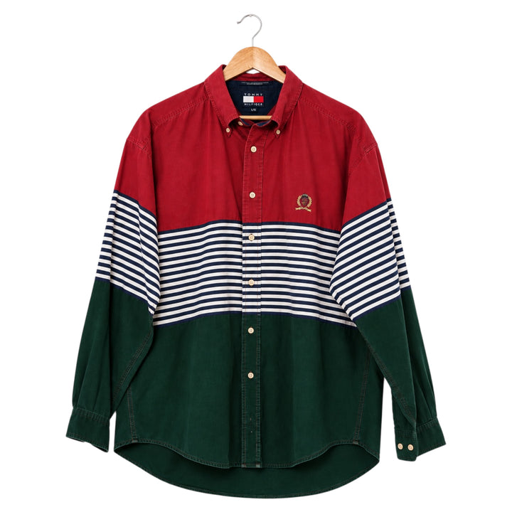 Vintage Tommy Hilfiger Striped Colorblock Button-Down Shirt