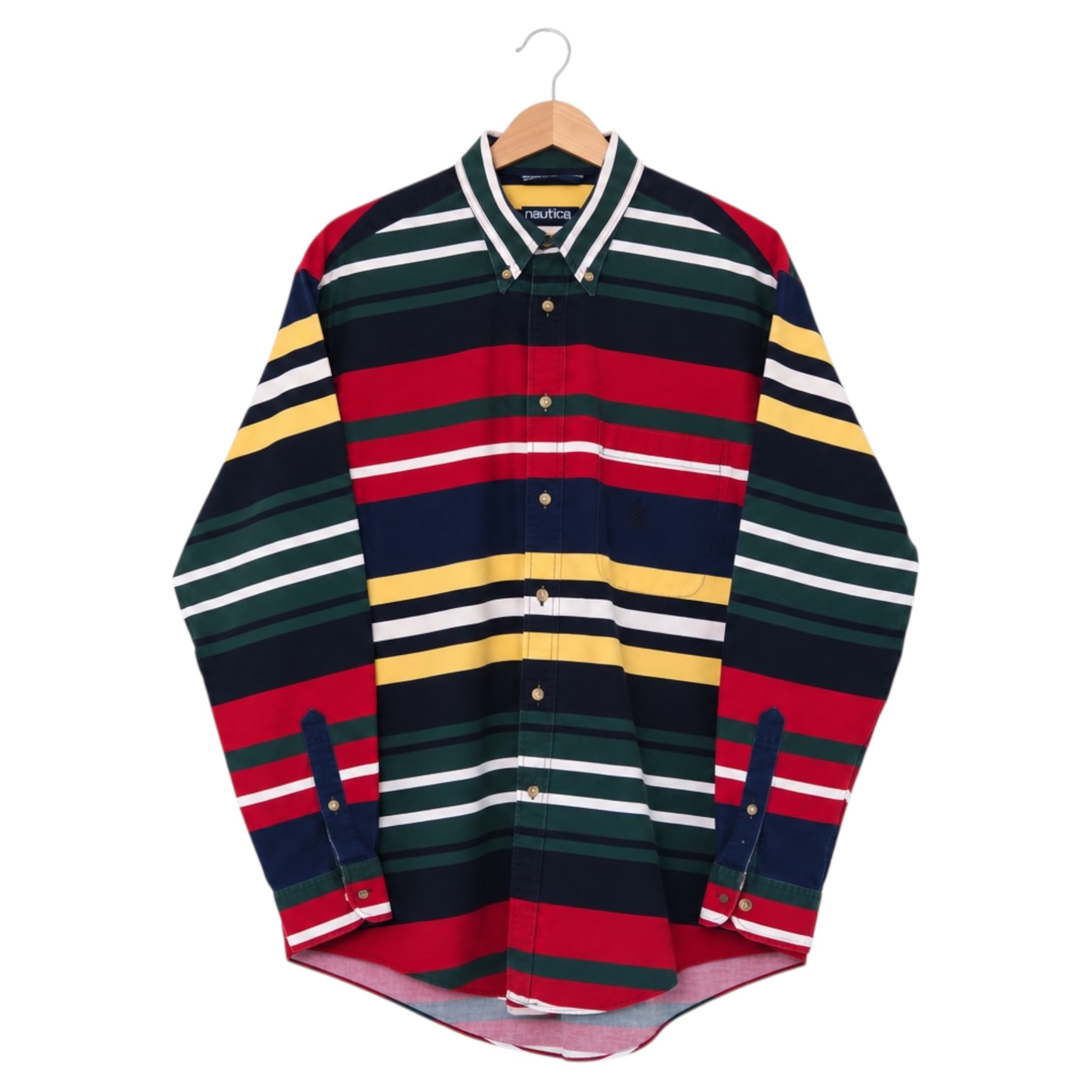 Vintage Nautica Multicolor Striped Button-Down Shirt