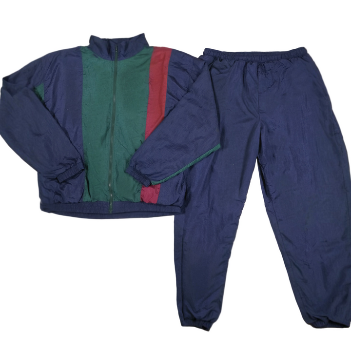 Vintage tracksuit with a jacket and pants on a beige background