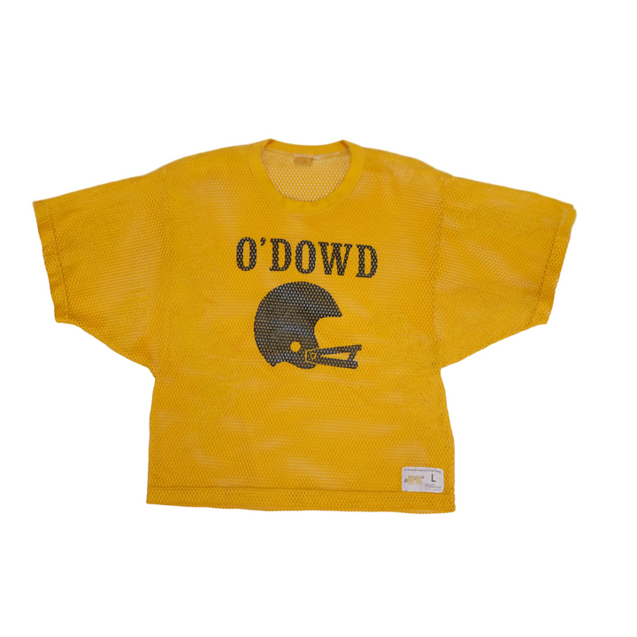 Yellow sports jersey with 'O'DOWD' and helmet logo on a white background