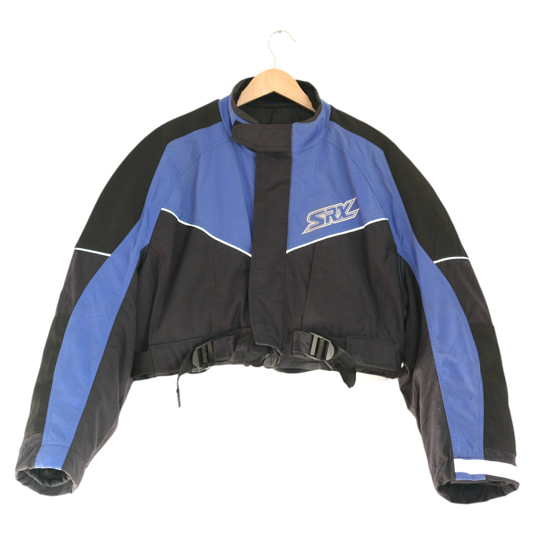 Vintage Cobalt + Onyx Yamaha SRX Upcycled Cropped Moto Jacket