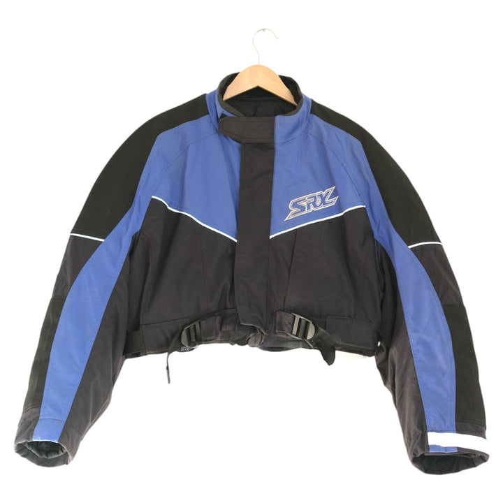 Vintage Cobalt + Onyx Yamaha SRX Upcycled Cropped Moto Jacket