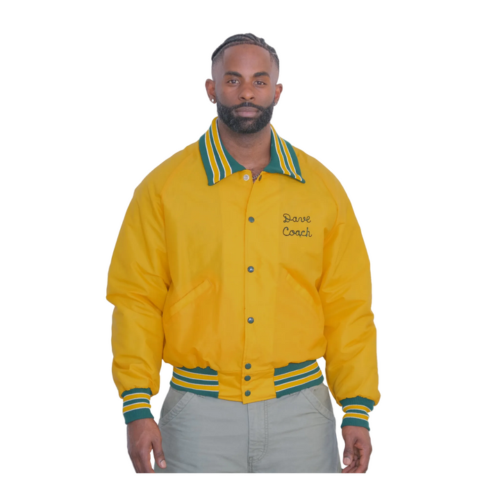 Vintage Yellow Nylon Varsity Jacket “Coach Dave”